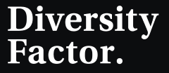 White Diversity Factor logo on black background