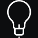 Line art icon of a lightbulb