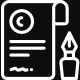 Line art icon of a paper contract