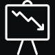 Line art icon of a graph pointing downwards